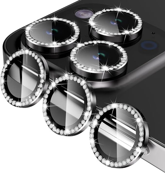 Jeluse Camera Lens Protector for iPhone 17 Pro Max/17 Pro/16 Pro Max/16 Pro/15 Pro Max/15 Pro/14 Pro Max/14 Pro, 9H Tempered Glass Screen Protector Cover Alignment Kit Metal Individual Ring