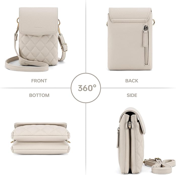 RFID Small Crossbody Purses for Women Quilted Cell Phone Purse with RFID Blocking Credit Card Slots