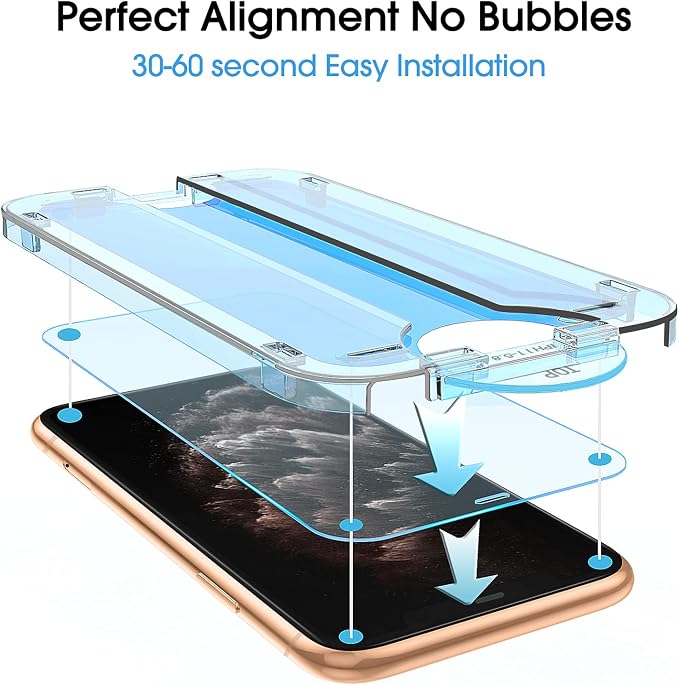 amFilm OneTouch Glass Screen Protector for iPhone 11 Pro (5.8") with Easy Installation Kit, Tempered Glass, 2 Pack