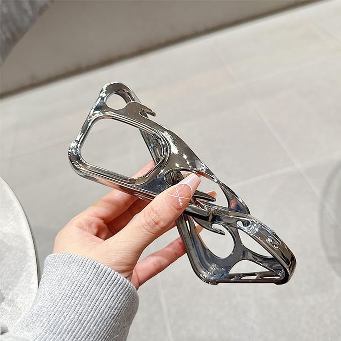 for iPhone 16 Pro Max Fire Hollow Breathable Soft Phone Case, Fashion 3D Flame Pattern Slim Shockproof Protective Soft Cover for iPhone 16 15 14 13 12 Pro Max (Gold,16Pro)