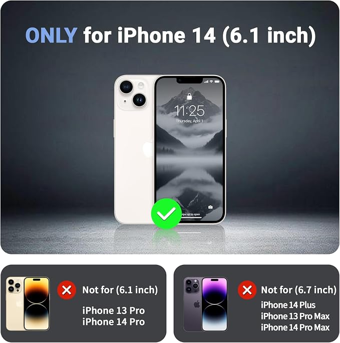 jaroco Magnetic for iPhone 14 Case, [Compatible with MagSafe][Military Grade Drop Protection][Heavy Duty Protection][Non-Slip][Shockproof] 2-Layer Durable Bumper Phone Case 6.1''-Gray