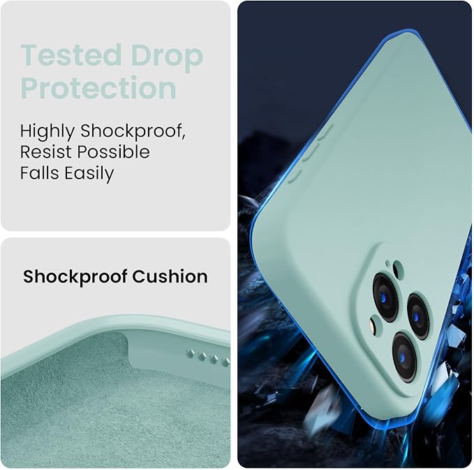 FireNova Designed for iPhone 15 Pro Case, Silicone Upgraded [Camera Protection] Phone Case, Soft Anti-Scratch Microfiber Lining Inside, 6.1 inch, Mint Green
