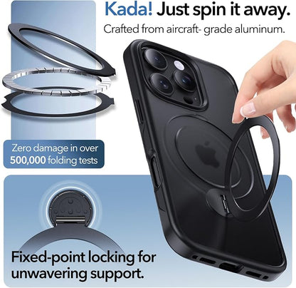 Anqrp 360° All-in-ONE Stand Case for iPhone 16 Pro Case with Rotatable Magnetic Kickstand Ring Holder, Compatible with MagSafe, MIL-Grade Shockproof iPhone 16 Pro Phone Case Cover 6.3 inch, Black