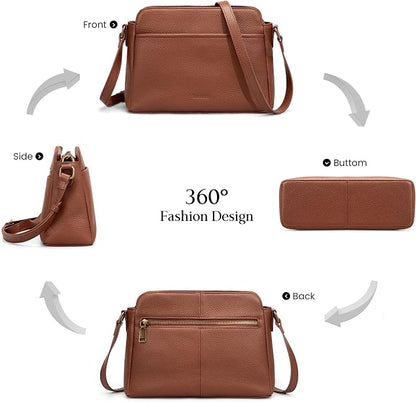 befen Anti-theft Crossbody Bag for Women Genuine Leather, Small Cross Body Shoulder Handbags with RFID Card Slots