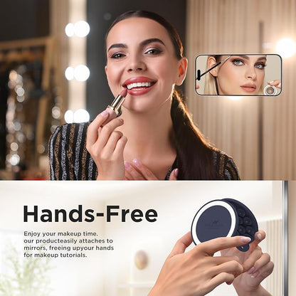 Magnetic Suction Cup Phone Mount with MagSafe, Silicone Hands-Free Grip Holder for iPhone Case and Android, Mirror Shower Phone Stand for Makeup FaceTime Gym Kitchen Bathroom, Midnight Blue