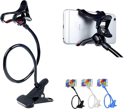 ITART Plastic Flexible Long Arms Gooseneck Clip Clamp Stand Universal Cell Phone Holder - Black