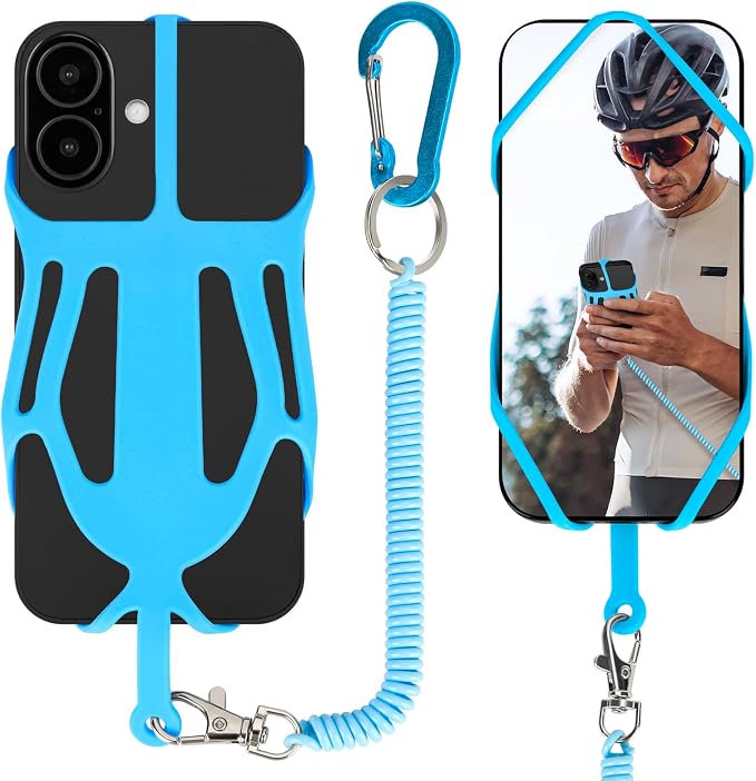 HOTEMIA Silicone Phone Lanyard Holder with Carabiner, Universal Phone Strap,Anti-Theft Phone Case with retractable tether