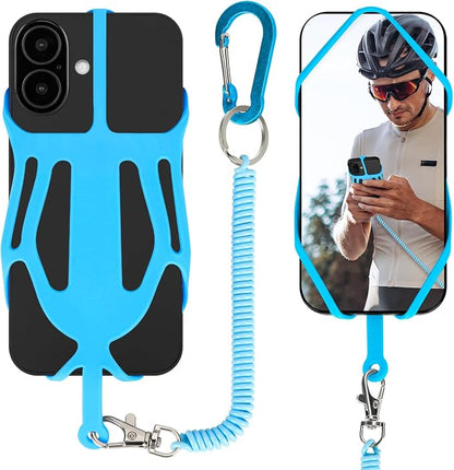 HOTEMIA Silicone Phone Lanyard Holder with Carabiner, Universal Phone Strap,Anti-Theft Phone Case with retractable tether