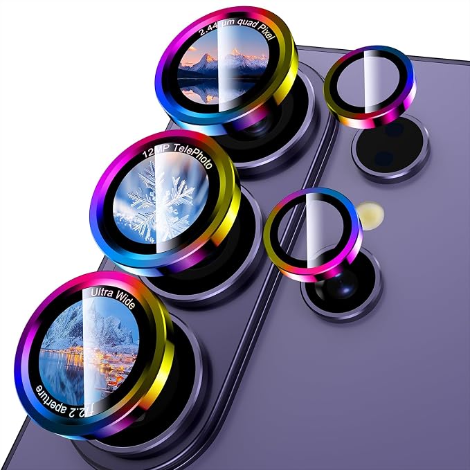 Uyiton for Samsung Galaxy S26 Ultra Camera Lens Protector - [Case-Friendly][Not Easy to Break][Ultra-Thin] Military-Grade Tempered Glass with Aluminum Metal Rear Camera Screen Cover - Colorful