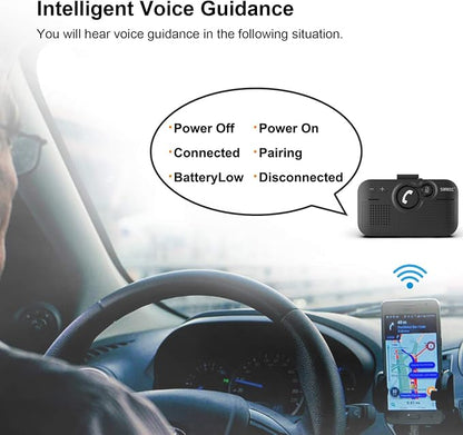 Handsfree Bluetooth Car Kit for Cell Phone, Wireless Bluetooth Speaker for Car, AUTO Power ON Support Siri Google Voice Assistant Hands Free Phone Speakerphone with Visor Clip-BC980SA