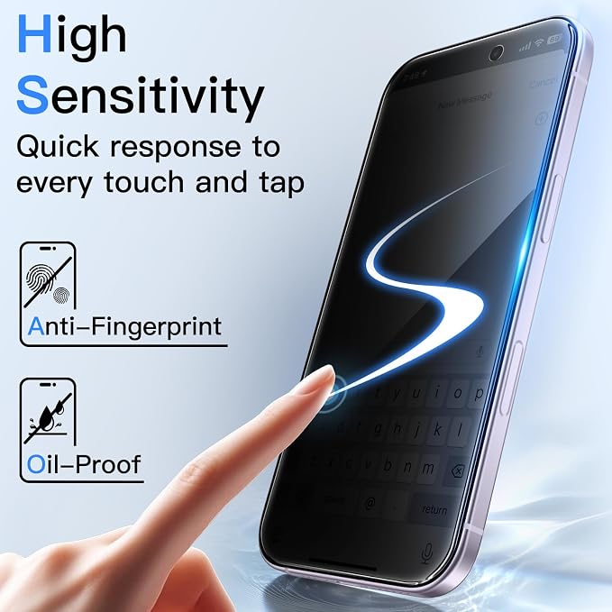JETech Privacy Screen Protector for iPhone 17 6.3-Inch with Camera Lens Protector, Anti-Spy Tempered Glass Film, Easy Installation Tool, 2-Pack Each