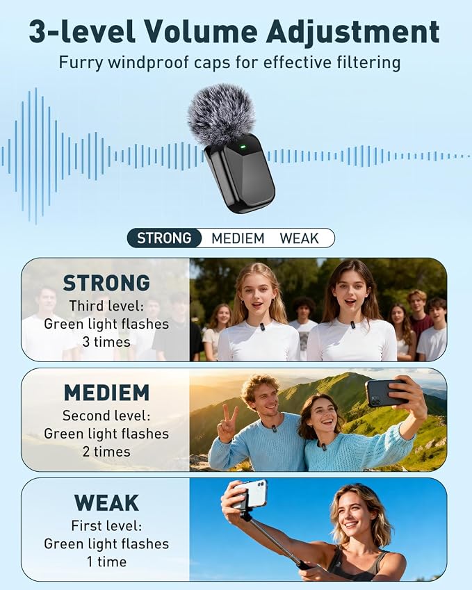 PoP voice Mini Wireless Lavalier Microphone for iPhone 15/16/17 & Android, Lapel Mic with Noise Reduction, 30H Battery Life with Charging Case, Lav Mic for iPhone Vlogging, Video Recording, Podcast