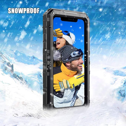Mitywah Waterproof Case for iPhone 11 Pro Max, Heavy Duty Military Grade Metal Case Built-in Screen Protection, Full Body Protective Rugged Defender Phone Case, Black