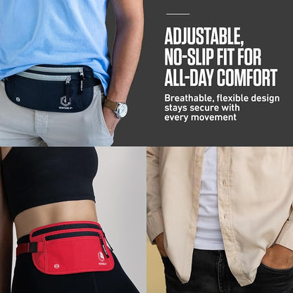 VENTURE 4TH Money Belt for Travel – Hidden Under-Clothes RFID Blocking Passport Holder & Slim Travel Wallet Pouch for Men & Women to Protect Cash, Cards & Documents (Turquoise)
