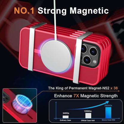 MOCCA Strong Magnetic for iPhone 15 Pro Max Case, [Compatible with Magsafe][13FT Military Drop Protection] Slim Translucent Matte Shockproof Case for iPhone 15 ProMax Case 6.7'' - Red
