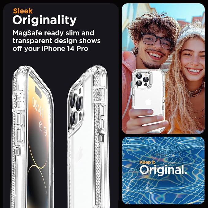 AICase for iPhone 14 Pro Case Clear 3 in 1 Heavy Duty Drop Protection Full Body Rugged Shockproof/Dust Proof 3-Layer Military Protective Tough Durable Cover for iPhone 14 Pro 6.1"_1