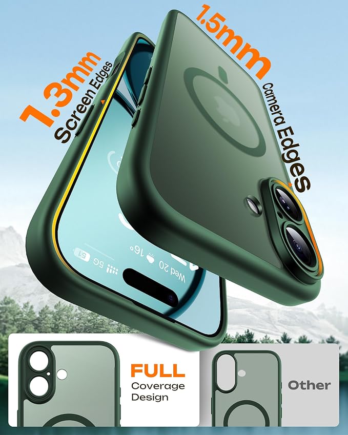 TOCOL for Phone 17 Case, Compatible with Magsafe Charger, Full Camera Protection, Drop Protection, Translucent Matte Phone Case for Phone 17 6.3 inch (Alpine Green)