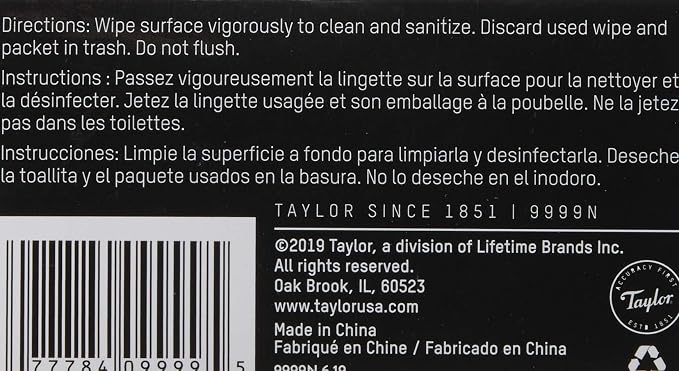 Taylor Food Service HACCP Wipes (100-Single Wipes), White