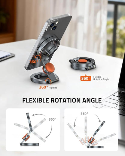 Magnetic Phone Stand with Spinner,Dual Rings Holder,360° Magnetic Phone Ring Grips,Compatible with iPhone 17/16/15/14/13/12 Series&MagSafe for Gym Office Travel Tiktok,Stress Relief Fidget Spinner