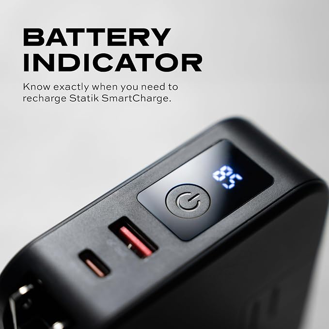 STATIK SmartCharge Power Bank, 5-in-1 Travel Charger with Wall Plug & Built in USB C Cables, 10000mAh & European Portable Charger, Compatible with iPhone, iPad & Samsung