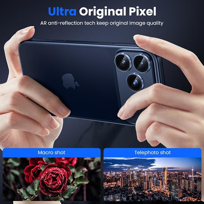 SAHARA - Ultra-Strong Camera Lens Protector for iPhone 17 Pro (2-Pack), Strong Titanium, HD Clear, Anti-Fingerprint, Easy Install, Deep Blue, (ZD00187)