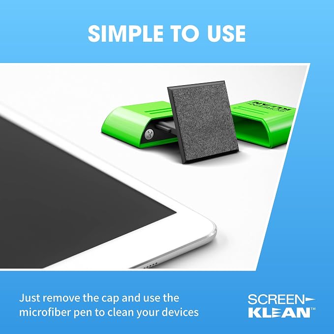 ScreenKlean Tablet Screen Cleaner - Compatible with iPad, Android & Amazon Tablet - with Carbon Microfiber Tech-Injected Green-1 Count (Pack of 1)