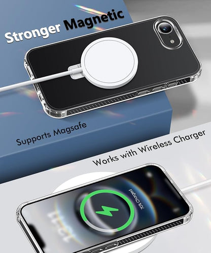 for iPhone 17e Case & iPhone 16e Case, with Screen Protector, Built-in Seamless Stand, [Compatible with MagSafe] Protective Shockproof Phone Case, Slim Cover for iPhone 17e & iPhone 16e - Clear