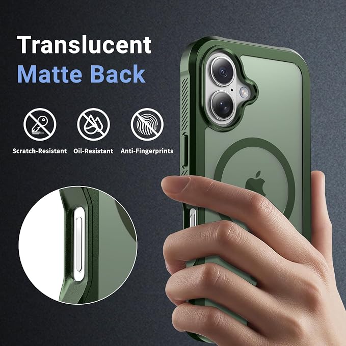 jaroco Magnetic for iPhone 17 Case, [Compatible with MagSafe][Military Grade Drop Protection][Heavy Duty Protection][Non-Slip][Shockproof] 2-Layer Durable Bumper Phone Case 6.3''-Army Green