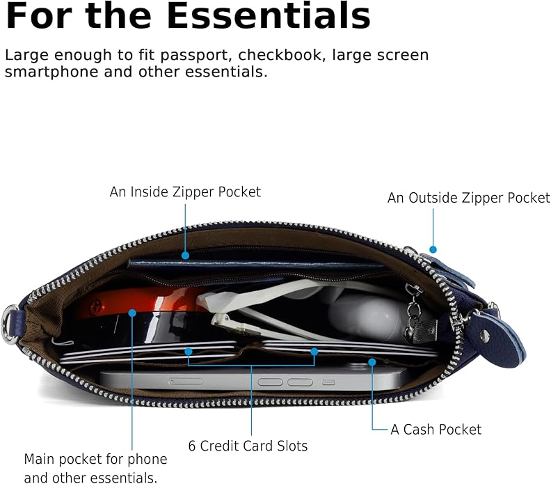 befen Genuine Leather Wristlet Clutch Wallet Purses Small Crossbody Bags for Women with RFID Blocking Card Slots