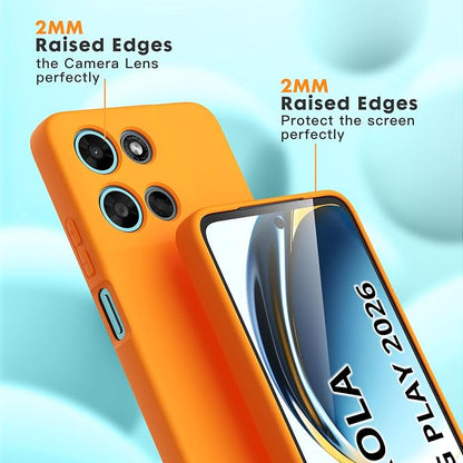for Motorola Moto G 2026/G Play 2026 Case, 2 Pack Tempered Glass Screen Protectors, Soft TPU Liquid Silicone Shockproof Gel Cover-Orange