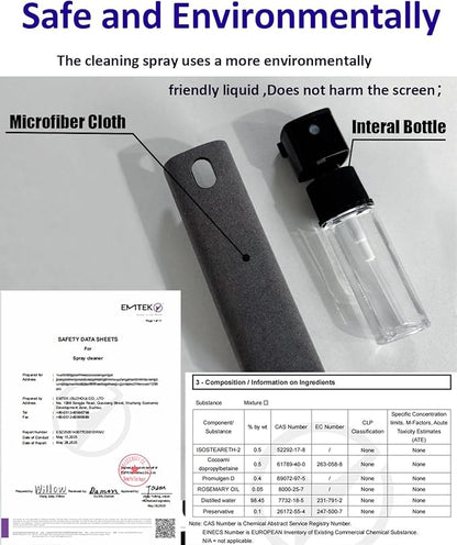 6 Pack Screen Cleaner kit 2-in-1 Touchscreen Mist Cleaner Screen Cleaner Spray and Wipe with Microfiber Cloth Car Screen Cleaner for Phone, Computer, Laptop, Monitor and More,Car Accessories