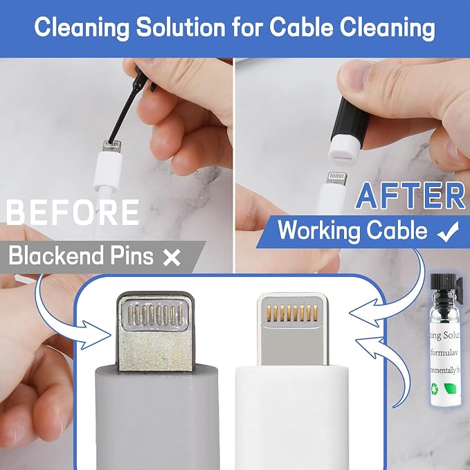 iPhone Cleaning Kit CleaniKu Phone Cleaner - iPhone Charging Port Cleaning Tool, Multi-Tool Phone Repair Restore with Speaker Cover, USB C Cleaning Kit for Lightning Cables,Connectors,Speakers,Airpod