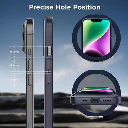 CACOE Magnetic Case for iPhone 13/14 6.1 inch with 360 Rotatable Ring Stand, Compatible with MagSafe Car Phone Mount, Cases Cover Phone Holder for Desk Meeting/Videos Dark Blue