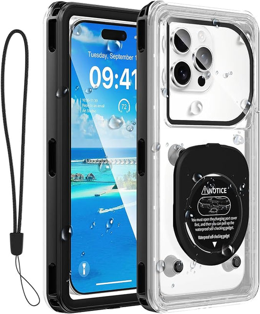 [Up to 7.0"] Waterproof Phone Case, IPX8 Waterproof Phone Pouch for iPhone 17 Pro Max/17 Pro/17/16/15/14/13, Samsung Galaxy S25/S24/S23 Ultra, Google/Moto - Black