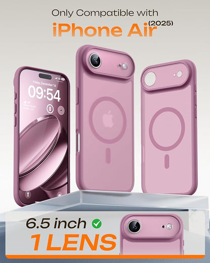 TOCOL for iPhone Air Case, Compatible with Magsafe Charger, Full Camera Protection, Drop Protection, Translucent Matte Phone Case for iPhone 17 Air 6.5 inch (LilacPurple)