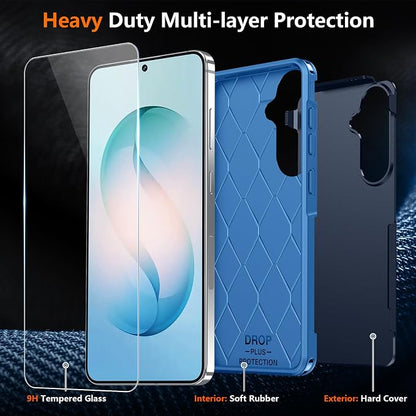 SPIDERCASE Designed for Samsung Galaxy S26 Plus Case, [10 FT Military Grade Drop Protection], 2 Pack [Tempered Glass Screen Protector+Camera Lens Protector] Heavy Duty Shockproof Case, Dark Blue