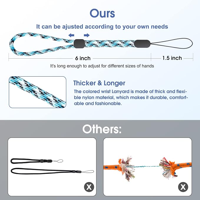 FrgKbTm Hand Wrist Strap Lanyard, Adjustable Nylon Colorful for Mobile Phone, Camara, USB Flash Drive, ID Name Tag Badge