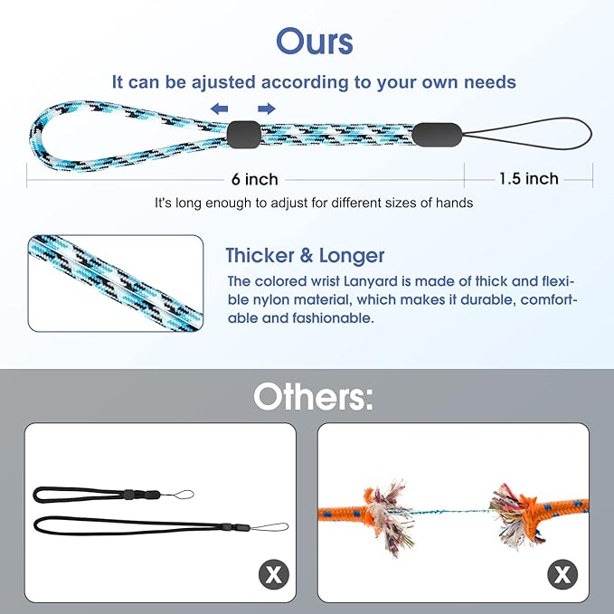 FrgKbTm Hand Wrist Strap Lanyard, Adjustable Nylon Colorful for Mobile Phone, Camara, USB Flash Drive, ID Name Tag Badge