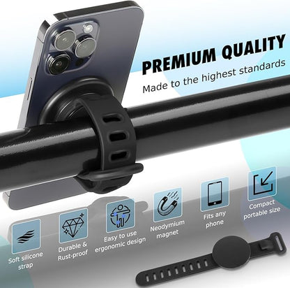 Stroller Phone Holder for Magsafe iPhone 17 16 15 14 13 12 Steering Wheel Phone Mount for Peloton, GYM, Treadmill, Wrist, Shopping Carts, Bikes, Bar Magnetic Mount Adapter Accessories for All Phones