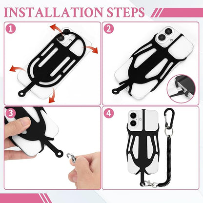 HOTEMIA Silicone Phone Lanyard Holder with Carabiner, Universal Phone Strap,Anti-Theft Phone Case with retractable tether