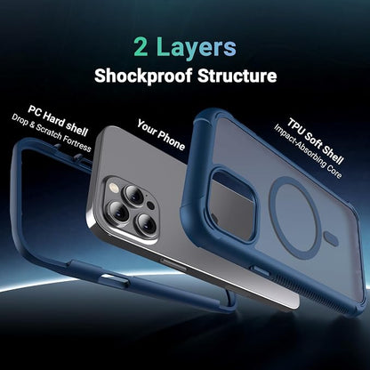 jaroco Magnetic for iPhone 12 Pro Max Case, [Compatible with MagSafe][Military Grade Drop Protection][Heavy Duty Protection][Non-Slip][Shockproof] 2-Layer Durable Bumper Phone Case 6.7''-Deep Blue