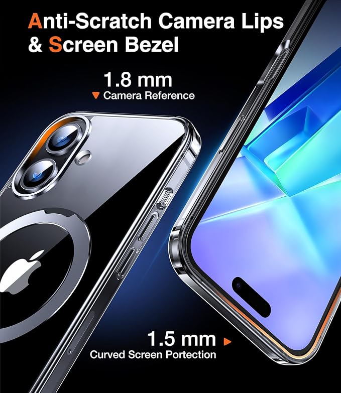 Chicfun 3-in-1 [Magnetic+Kickstand+Ring Holder] for iPhone 16 Case with Stand Ring Holder， Compatible with MagSafe, Military Shockproof Protective Kickstand Phone Case iPhone 16 Cover Clear