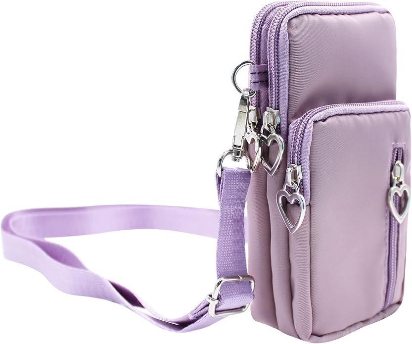 JUMISEE 3-Layers Crossbody Bag Cellphone Pouch Armband Wallet Nylon Smartphone Purse