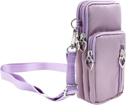 JUMISEE 3-Layers Crossbody Bag Cellphone Pouch Armband Wallet Nylon Smartphone Purse