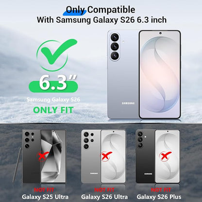 Red2Fire for Samsung Galaxy S26 Case 6.3 Inch,[Crystal Clear][Military Grade Drop Protection] Shockproof Phone Case with 2 Pack Screen Protectors, Anti-Yellowing Slim Cover,Clear