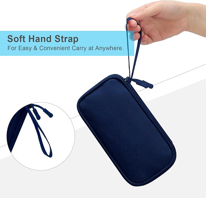Lacdo Electronic Organizer, Travel Cable Organizer Bag Pouch Tech Electronic Accessories Carry Case Portable Double Layer Charger Case for Cable, Cords, Charger, Phone, Earphone, Power Bank, Navy Blue