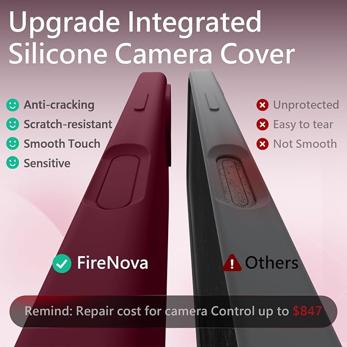 FireNova Magnetic for iPhone 17 Case, Compatible with MagSafe, [Integrated Silicone Camera Control Button] [Camera Protection] Anti-Scratch Microfiber Lining Phone Case, 6.3", Plum