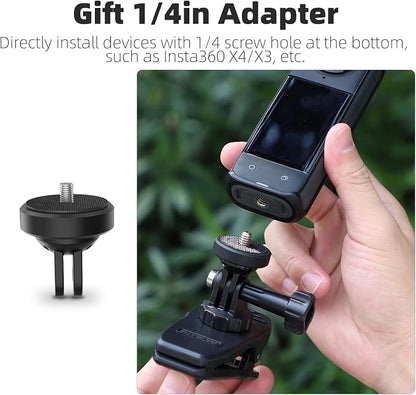 CAPART Magnetic Car Sun Visor Camera Mount for DJI OSMO Action 5 Pro 4 3 Pocket 3 2, GoPro 12 11 10 9, Insta360 X4 X3 X2 GO 3 3S ACE, Action Camera Sunvisor Backpack Clamp Bike Mount, 360° Rotatable