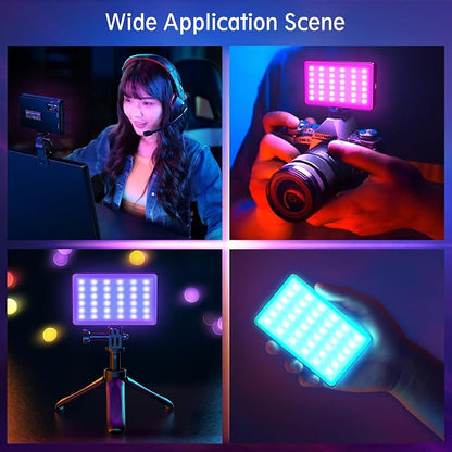 120 RGB Video Light, Photography Light, Color Temperature 2500-9000K 360° Full Color with 20 Lighting Effects, 3000mAh Battery, OLED Display, DSLR Lighting for TikTok, Photography, Video Conference