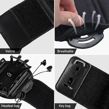 Wristband Phone Holder for Running,Forearm Armbands 360° Rotatable & Detachable Compatible with All 4.5-7 inch Cellphone for iPhone 16/15/14/Pro/ProMax/13/12/11/mini/XS/XR,for Workout Jogging